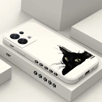 Чехол для телефона Cold Black Cat для OPPO Reno 8 8T 8Z 7 7Z 6 5 F19 F9 Pro 4G 5G с жидким силиконовым покрытием