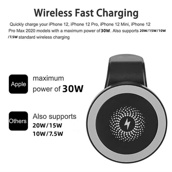 Магнитное беспроводное автомобильное зарядное устройство, совместимое с автомобильным зарядным устройством MagSafe для быстрой зарядки телефонов iPhone серии 13/12