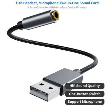 Женский аудиоадаптер USB на 3,5 мм Звуковая карта 2 в 1 Адаптер 3,5 мм Интерфейс для ноутбука Динамик Микрофон Наушники Аудиолиния