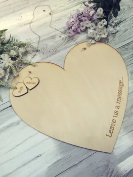 Подвесная гостевая книга в виде сердца из дерева для свадьбы/помолвки/годовщины