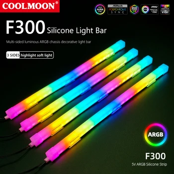 COOLMOON 30 см Алюминиевый сплав RGB PC Case Светодиодная Лента Магнитная Компьютерная Световая панель 5V/3PIN Маленькая 4Pin Материнская плата ARGB Light-Strip