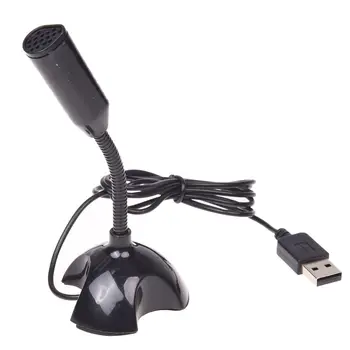 USB-микрофон с гибким микрофоном с шумоподавлением для подставки для ноутбука Mac PC