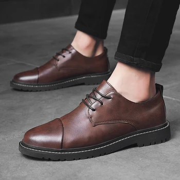Брендовая мужская обувь, высококачественные оксфордские туфли, модельные туфли из натуральной кожи в британском стиле, деловые мужские туфли на плоской подошве Bullock casual