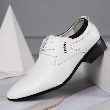 2023 Новая мужская обувь большого размера, Летняя кожаная обувь, мужская деловая обувь, маленькие белые туфли, Универсальная свадебная обувь