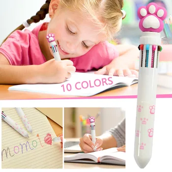 Набор для каллиграфии для начинающих, многоцветная шариковая ручка с мультяшным рисунком, тип пресса, 10 цветов (20 мл) Чернильные ручки, шариковые ручки разных цветов