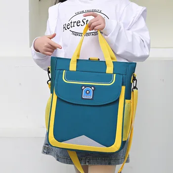 Школьный рюкзак, холщовая сумка, Детская Сумка для учащихся начальной школы с Диагональным Крестом, Одинарная двойная сумка через плечо