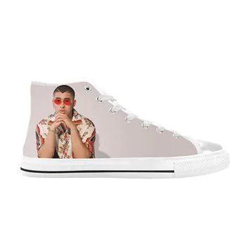 Bad Bunny Хип-хоп Певец Рэп Рэппер Музыка Модная Повседневная тканевая обувь с высоким берцем Удобные Дышащие Мужские и женские кроссовки с 3D принтом