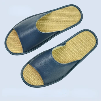 Семейные тапочки XIHAHA Кожаные домашние Женские Роскошные Мягкие туфли на плоской подошве, крутые сандалии, домашняя обувь, мужские большие размеры 34-47
