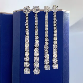 2023 новые серьги с бриллиантами серебряного размера S925, женские модные универсальные простые серьги