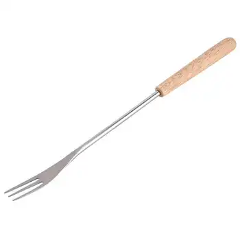 Вилка для барбекю с деревянной ручкой 26,5 см, палочка для запекания, шампур для кемпинга, вилка для барбекю для пикника, Вилка для пикника с деревянной ручкой