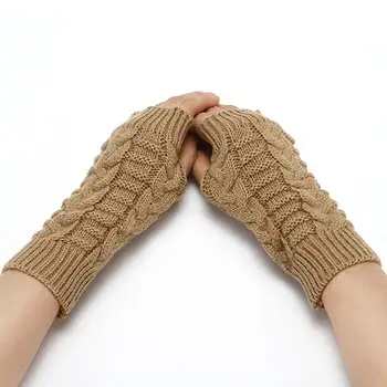 1 пара перчаток без пальцев, половина пальца, один размер, сохраняющий тепло, женские Мужские зимние перчатки с открытыми пальцами, зимние перчатки для велоспорта