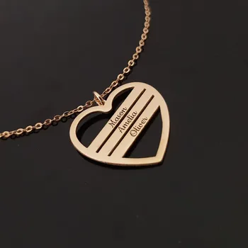 Персонализированное сердце Ожерелья с пользовательским именем Для женщин Ювелирные изделия с именными надписями Из нержавеющей стали Семейное ожерелье с буквами BFF Подарки