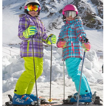 Лыжный костюм для девочек, комплект детской плотной зимней одежды, спортивная детская одежда, куртка для сноуборда и брюки, комплект лыжной куртки, уличный зимний костюм