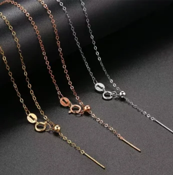 ожерелья из золота 18 карат для женщин с булавочной цепочкой o образной формы 45 см 3 цвета