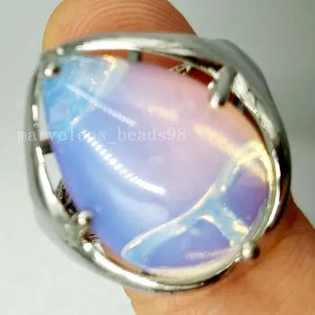 Бесплатная доставка Красивые ювелирные изделия Opal Opalite Женщины Мужчины Художественное кольцо с каплей воды 7 ~ 12 
