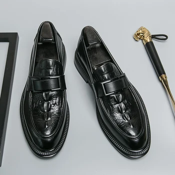 Мужские лоферы в британском стиле, Удобная Модная Повседневная обувь, летняя Мужская Кожаная обувь