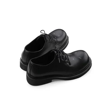 Мужская кожаная обувь, новинка 2023 года, рабочая обувь в стиле ретро на массивной платформе, весенне-осенние дерби, мужские повседневные туфли на плоской подошве с низким берцем, B143
