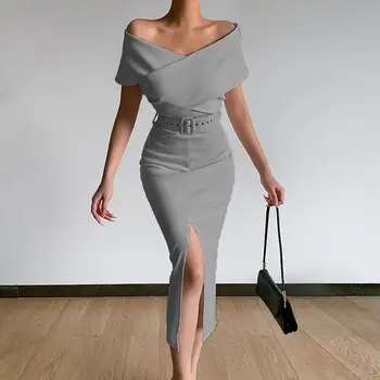 Переодевание С открытыми плечами Женское платье с высоким разрезом спереди Платье для банкета