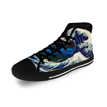 Японская паровая волна, отличная волна, повседневная ткань, модная парусиновая обувь с 3D-принтом, мужские и женские легкие дышащие кроссовки
