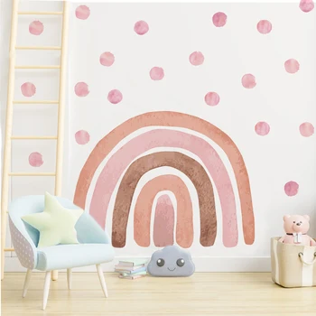 Funlife® Акварельно-розовые наклейки в радужные точки, съемные настенные наклейки для детской комнаты, для детской спальни для девочек, для дома