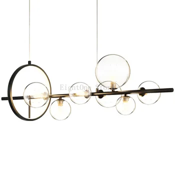 Современная люстра со светодиодными стеклянными шарами для гостиной Спальни Кухни Подвесной светильник в скандинавском стиле Для домашнего внутреннего освещения Длинный Черный