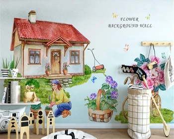 beibehangpapel tapizpapel de parede Скандинавский современный минималистичный персонаж цветочной архитектуры фоновые обои для детской комнаты