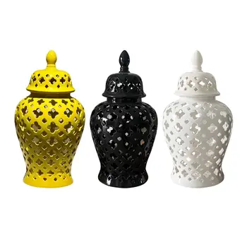 Керамическая банка для имбиря, декор для дома, резная решетчатая ваза в китайском стиле, храмовая ваза-кувшин