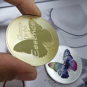 Золотая монета с метаморфозой бабочки 