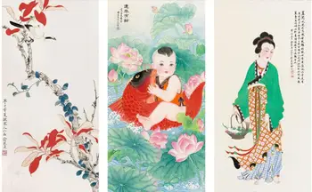 MT0332 Китайский Стиль, полный золотых рыбок, Пейзажный Принт, Художественный Холст, Плакат Для Декора Гостиной, Домашняя Настенная Картина