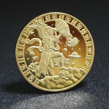 Двенадцать Зодиакальных Созвездий Золотые Памятные Монеты Евро Астрология Таро Водолея Пожелание Богу Солнца Удачи В Любви Сувенирные Подарки