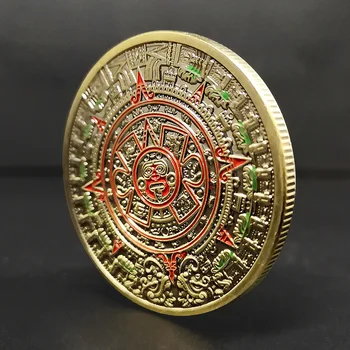 Позолоченная монета Календарь Пророчеств искусства майя Мексики Антикварная Сувенирная монета Календарь Майя Мексики Ацтеков Старинные польские монеты Подарки