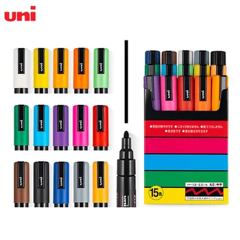 Ручка-маркер Uni-posca PC-3M для рисования - Fine Point - Набор из 15 штук