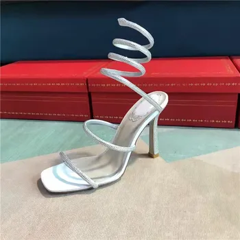 Дизайнерская Женская обувь на каблуках с открытым носком, Роскошные Сандалии с ремешком Chaussure Femme Sandalias De Mujer Traf Sapatos Femininos