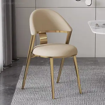 Хит продаж, новый высококачественный итальянский легкий обеденный стул из нержавеющей стали, современный простой кожаный стул, бытовая сетка, красный