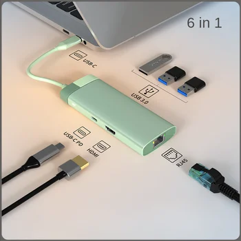 USB-Концентратор Type-c Usb 3.0 / RJ45 Usb-Концентратор USB-Адаптер Macbook Usb-Разветвитель Usb-Удлинитель ПК Для Xiaomi Lenovo Macbook 13 15 Air