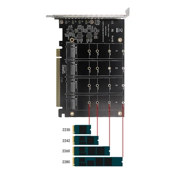 PCIEX16 NVME M2 MKEY SSD Карта расширения RAID-массива Материнская плата PCIE Разделенная карта