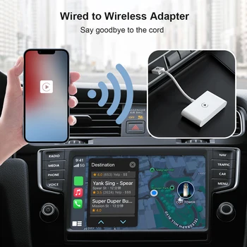 Белый автомобильный AI Box, двойной беспроводной приемник WIFI, Bluetooth-совместимый 5.0 Интеллектуальный AI Box, автомобильный мультимедийный плеер для iPhone Android