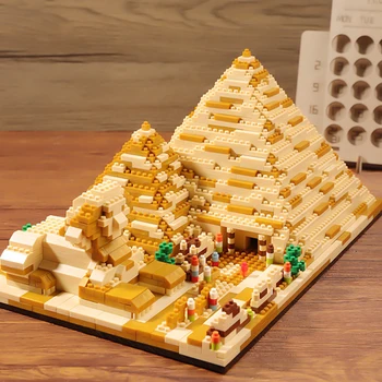 Египетские Пирамиды Знаменитая Древняя Архитектура 3D Модель Микро Строительный Блок Кирпич Алмаз Столица Дети Детские Игрушки Подарок