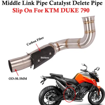 Слипоны для KTM DUKE 790, Выхлопная труба мотоцикла, 51 мм, Модифицированная труба среднего звена из нержавеющей стали, труба для удаления катализатора, муфлер