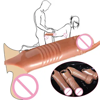 Многоразовый Удлинитель пениса Кольца для члена, задерживающие Эякуляцию, презервативы для пениса, Силиконовый чехол для головки члена, Увеличивающие секс-игрушки для мужчин
