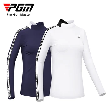 PGM Осенне-зимние женские рубашки для гольфа, топ-поло с длинным рукавом, футболки для тренировок для гольфа с нерегулярным воротником-стойкой, женские футболки S-XL