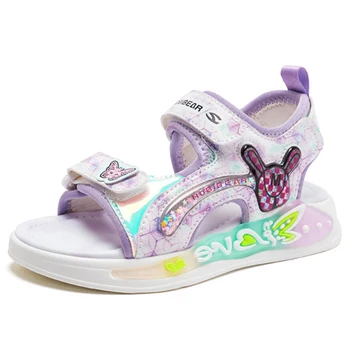 Детская обувь 2023 Летние новые спортивные сандалии с открытым носком для девочек с героями мультфильмов, Дышащая легкая детская пляжная обувь