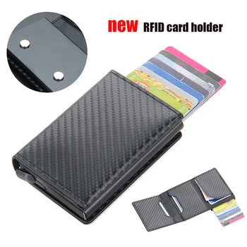 Мужской держатель для карт, блокирующий RFID, металлическая магнитная пряжка, кожаный бумажник, держатель для кредитных карт для мужчин и женщин, зажим для денег