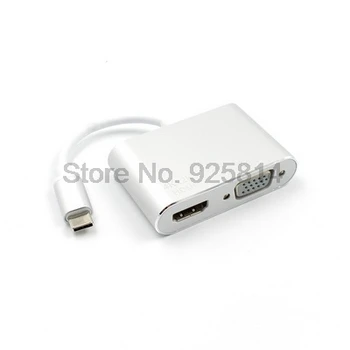 по dhl или EMS 20 штук Нового USB Type-c-HDMI-Совместимого 4K VGA USB C HDMI-Совместимого VGA Адаптера для MacBook Pro ChromeBoo