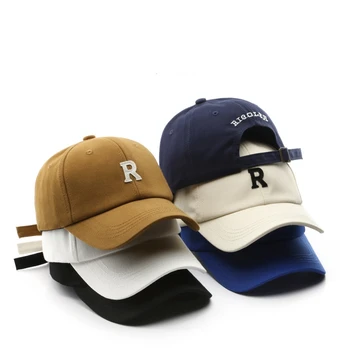 Корейская версия бейсбольной кепки с мягким верхом с буквой R, зимняя кепка, женская модная кепка Suzuki, солнцезащитная кепка, осенняя кепка, мужская кепка