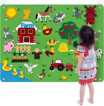 Классная комната для дошкольного образования, доска для раннего обучения, животные на ферме / зоопарк, Интерактивная игра для родителей и детей, фетровая книга для рассказывания историй, Занятая книга
