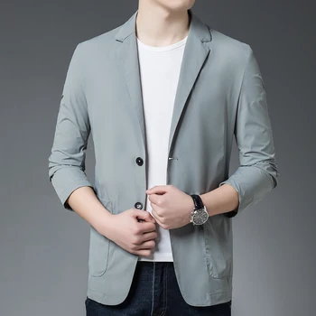 2023New высококачественный модный и красивый эластичный костюм мужская корейская версия приталенной солнцезащитной одежды для отдыха, пиджак