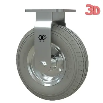 1 шт Сверхпрочное 8-дюймовое оцинкованное колесо из пенополиуретана с фиксированным колесом, Сплошной серый резиновый ролик, надувной свободный толчок