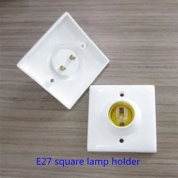 Квадратный держатель лампы E27, основание лампы e27 с отверстием для установки, квадратный держатель лампы E27