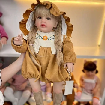 24-дюймовая Возрожденная кукла для девочек-малышей, светлые волосы с телом из мягкой ткани, принцесса Бетти, Реалистичные Мягкие на ощупь Подарки для детей